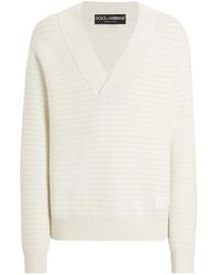 Dolce & Gabbana - Wollpullover Mit V-Ausschnitt Und Dg-Stickerei - Lyst