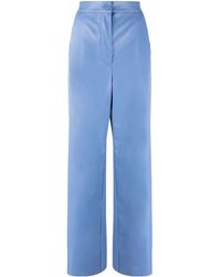 MM6 by Maison Martin Margiela - Blue Faux-leather Straight-leg Trousers - Lyst