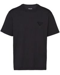 Prada - Logo-patch Cotton T-shirt - Lyst