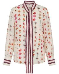 Valentino Garavani - Chemise Fleurie À Col Lavallière - Lyst
