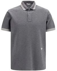 Moncler - Stripe-Trim Logo-Patch Polo Shirt - Lyst