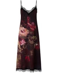 Antonio Marras - Painterly Rose-Print Slip Midi Dress - Lyst