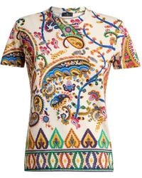 Etro - Cotton T-Shirt With Floral Paisley And Medallion Motif - Lyst