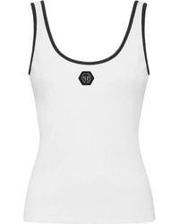 Philipp Plein - Ribbed Hexagon-Logo Tank Top - Lyst