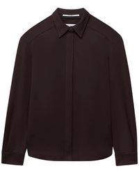 Another Tomorrow - Stitch-Detail Curved-Hem Blouse - Lyst