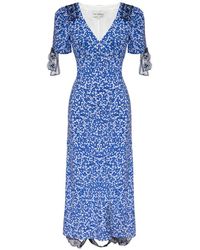 POST MERIDIEM - Floral-Print Lace-Trim Midi Dress - Lyst