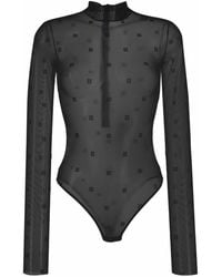 Givenchy - Logo-Print Mesh Bodysuit - Lyst