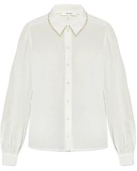 FRAME - Bead-Embellished Silk Shirt - Lyst