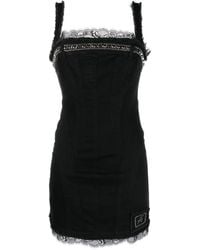 Alberta Ferretti - Lace-Trim Chain-Embellished Fitted Mini Dress - Lyst