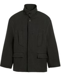 Ami Paris - Chaquetón Oversize De Lana Con Cuello Alto - Lyst