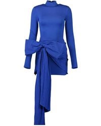 David Koma - Long-Sleeve Bow-Detail Mini Dress - Lyst