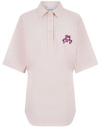 The Attico - Striped Logo-Embroidered Mini Dress - Lyst