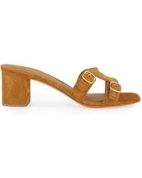 Santoni - Double-Buckle Suede High Heel Sandals - Lyst