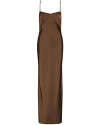 ROTATE BIRGER CHRISTENSEN - Elegant Long Satin Dress With V-Neck And Thin Straps - Lyst