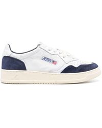 Autry - Medalist Low Sneakers In Blue Suede And White Leather - Lyst