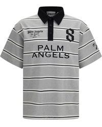 Palm Angels - Striped Logo-Print Polo Shirt - Lyst