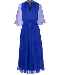 Nissa - Crystal-Detail Pleated Silk Dress - Lyst