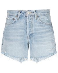 Agolde - Shorts denim a vita alta Parker azzurri - Lyst