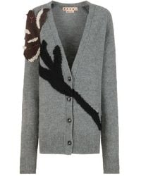 Marni - Floral-Appliqué V-Neck Cardigan - Lyst