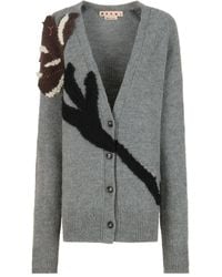 Marni - Floral-Appliqué V-Neck Cardigan - Lyst