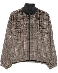 Brunello Cucinelli - Sequin-Embellished Checked Jacket - Lyst