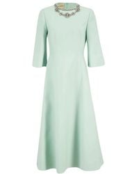 Valentino Garavani - Crepe Couture Embroidered Midi Dress - Lyst