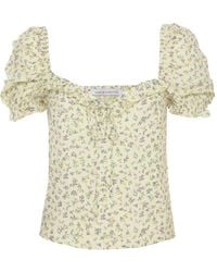 Mar De Margaritas - Letizia Floral-Print Ruffled Blouse - Lyst