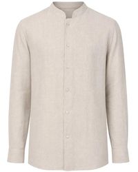 Eleventy - Linen Stand-Up Collar Shirt - Lyst
