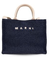 Marni - Bast-Shopper Mit Logo-Stickerei - Lyst