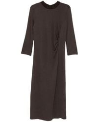 Peserico - Ruched Three-Quarter Sleeve Midi Dress - Lyst