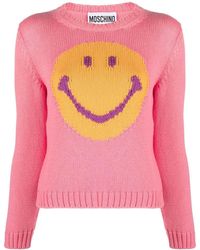 Moschino - Pull en maille intarsia à logo Smiley - Lyst