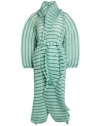 Issey Miyake - Striped Pleated Coat - Lyst