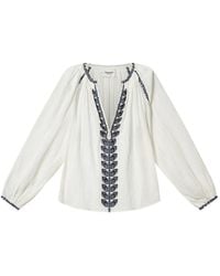 Isabel Marant - Lena Ecru Cotton T-Shirts Tops - Lyst
