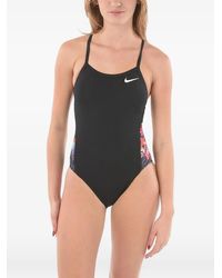 Nike - Logo-Print Patterned-Panel Swimsuit - Lyst