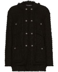 Dolce & Gabbana - Round-neck Buttoned Tweed Jacket - Lyst