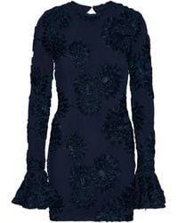 ROTATE BIRGER CHRISTENSEN - Fitted Mini Dress With Floral Appliqués And Keyho - Lyst