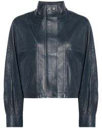 Yves Salomon - High-neck Cropped Leather Jacket - Lyst