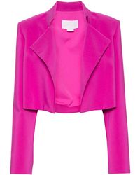 Genny - Crystal-Embellished-Buttons Cropped Blazer - Lyst