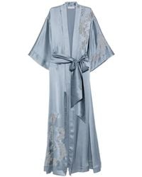 Carine Gilson - Robe De Chambre En Soie À Bordure En Dentelle - Lyst