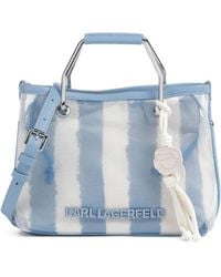 KARL LAGERFELD - Small Ikon Striped Tote Bag - Lyst