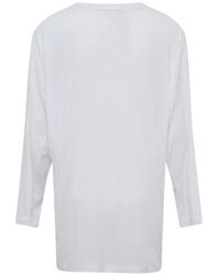 OPEN YY Floral Hook Long Sleeve Henley in White | Lyst