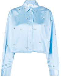 Sandro - Crystal-embellished Cropped Shirt - Lyst