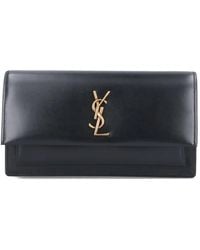 Saint Laurent - Logo-Plaque Chain-Strap Clutch Bag - Lyst