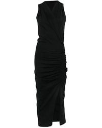 Nude - Ruched-Side V-Neck Midi Dress - Lyst