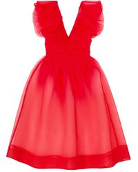 Ganni - Organza Ruched Dress - Lyst