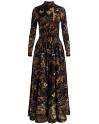 Alice + Olivia - Robe Longue Chara À Col Montant Et Imprimé Forêt - Lyst