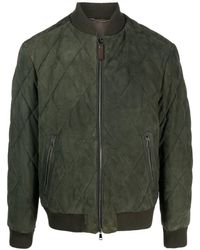 Canali - Diamond-quilted Suede Bomber Jacket - Lyst
