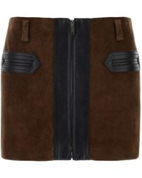 Marni - Suède Mini-Rok Met Vlakken - Lyst