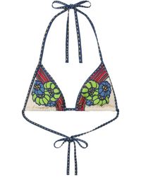La DoubleJ - Tie-Detail Floral Bikini Top - Lyst