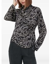 Sisley - High-Neck Abstract-Print Top - Lyst